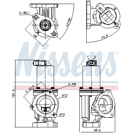 EGR valve EGR valve HYUNDAI GRANDEUR I30 SANTA FE II SONATA V TUCSON TUCSON/SUV KIA CARENS II CARENS III CEE'D MAGENTIS II PRO CEE'D SPORTAGE II 2.0D/2.2D 09.04- NISSENS NIS 98167