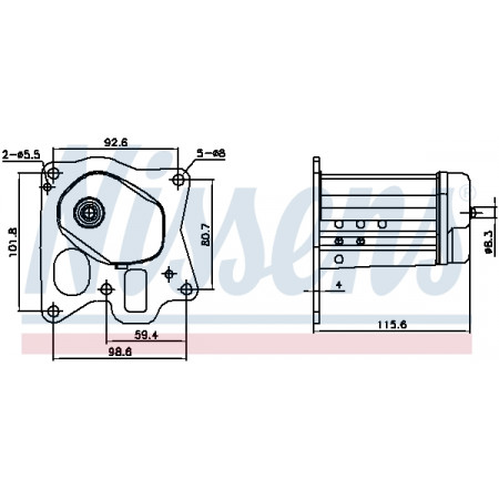 Kühler, Abgasrückführung Abgaskühler ALFA ROMEO GIULIETTA MITO FIAT DUCATO FREEMONT SEDICI OPEL ASTRA J ASTRA J GTC CASCADA INSIGNIA A INSIGNIA A COUNTRY ZAFIRA C SAAB 9-5 1.6D/2.0D 06.06- NISSENS NIS 989455