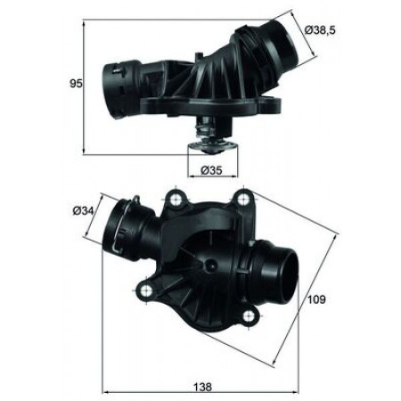 Thermostat, Kühlmittel Kühlsystemthermostat 88C im BMW Gehäuse 1 E87 1 E88 3 E46 3 E90 3 E91 3 E92 3 E93 5 E60 5 E61 6 E63 6 E64 7 E65 E66 E67 2.0-3.0D 09.01-12.13 MAHLE TI 234 88
