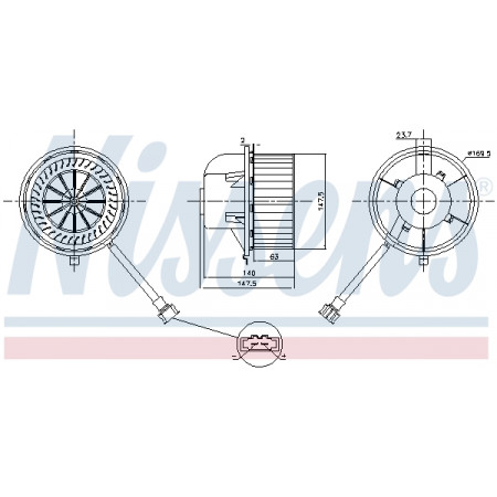 Ventilador, habitáculo Ventilador de ar VW CALIFORNIA T4 CAMPER TRANSPORTER T4 1.9D-2.8 07.90-06.03 NISSENS NIS 87155