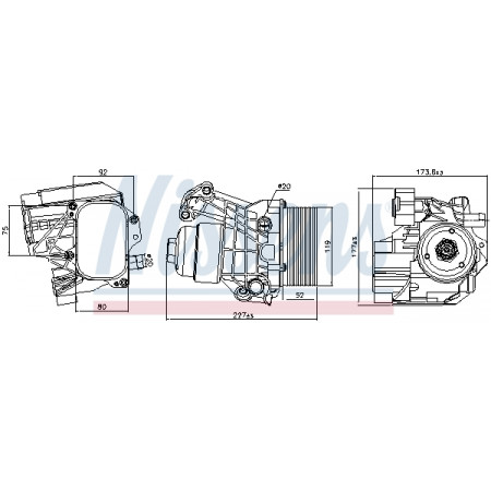 Radiador de óleo, óleo do motor Radiador de óleo com carcaça do filtro de óleo AUDI A1 A3 Q2 Q3 TT SEAT ALHAMBRA ARONA ATECA IBIZA V LEON LEON SC LEON ST TARRACO TOLEDO IV SKODA KAMIQ KAROQ KODIAQ 1.6D/2.0D 11.09- NISSENS NIS 91312