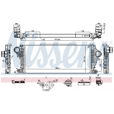 Intercooler, compressor Intercooler OPEL INSIGNIA B INSIGNIA B COUNTRY INSIGNIA B GRAND SPORT 1.5-2.0D 03.17- NISSENS NIS 961534