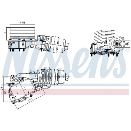 Radiador de óleo, óleo do motor Radiador de óleo com carcaça do filtro de óleo BMW 1 F40 2 F45 2 GRAN COUPE F44 2 GRAN TOURER F46 2 GRAN TOURER VAN F46 X1 F48 X2 F39 MINI F55 F56 1.5/1.5D/2.0 09.13- NISSENS NIS 91400