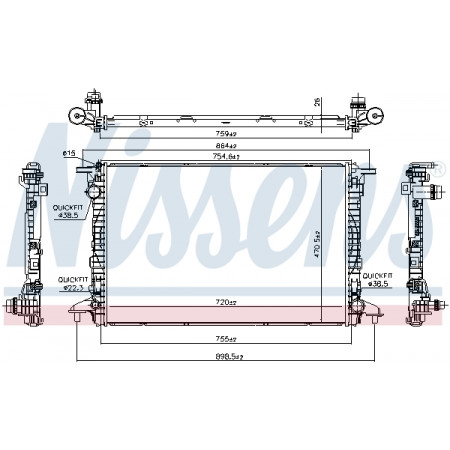Kühler, Motorkühlung Motorkühler AUDI A4 ALLROAD B9 A4 B9 A5 A6 ALLROAD C8 A6 C8 A7 A8 D5 Q5 Q7 2.0H-3.0DH NISSENS NIS 606462