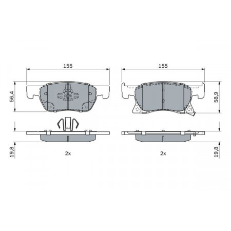 Juego de pastillas de freno CHEVROLET CRUZE OPEL ASTRA K 1.0-1.6D 06.15- BOSCH 0 986 424 989