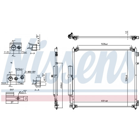 Condensador, ar condicionado A/C condensador alumínio LAND ROVER DEFENDER DISCOVERY V RANGE ROVER IV RANGE ROVER SPORT II 3.0-5.0 08.12- NISSENS NIS 941164