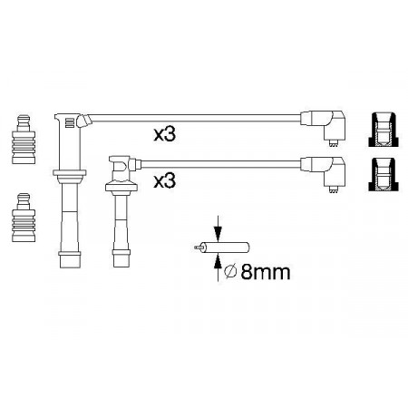 Set cavi di accensione Set Bosch. Cavi accensione MAZDA MX3 / 6.626 1.8-2.5i 24V Xedos 4WS 91-99 BOSCH 0 986 356 966