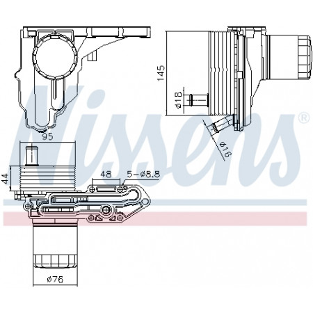 Radiador de óleo, óleo do motor Radiador de óleo com carcaça do filtro de óleo FORD TRANSIT TRANSIT V363 2.2D/2.4D/3.2D 04.06-12.18 NISSENS NIS 91329
