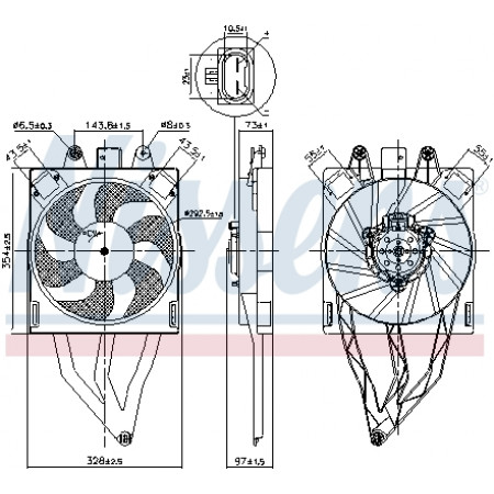 Ventilador, radiador Ventilador del radiador con carcasa FIAT PANDA PANDA/HATCHBACK 1.1-1.4CNG 09.03- NISSENS NIS 850066