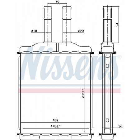 Warmtewisselaar, cabineverwarming, verwarmingssystemen Chevrolet Evanda 02 - 2.0 i 16V Benz. Aut. Airco + / - P / C NISSENS NIS 76505