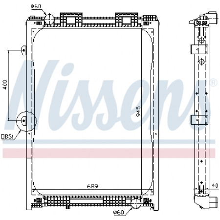 Radiateur, refroidissement du moteur Radiateur moteur avec cadre MAN E2000 F2000 D2840LF20-E2866DF01 01.94- NISSENS NIS 62870A