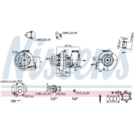 Turbocompressore Turbocompressore con kit di montaggio MERCEDES AXOR AXOR 2 OM457.910-OM457.981 01.02- NISSENS NIS 93300