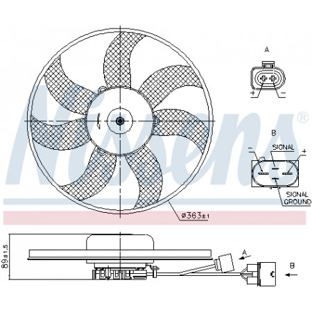 Ventilador, radiador Ventilador do radiador AUDI A1 A3 SEAT ALTEA ALTEA XL IBIZA IV IBIZA IV SC IBIZA IV ST LEON TOLEDO III SKODA FABIA II OCTAVIA I OCTAVIA II OCTAVIA III 1.2-3.6 08.00- NISSENS NIS 850021
