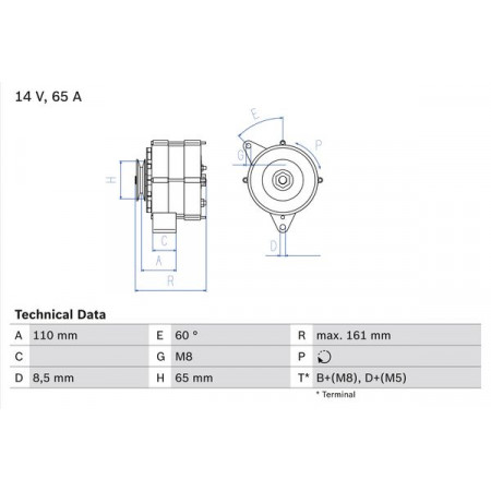 Alternador 14V 65A AUDI 100 C3 100 C4 80 B2 80 B3 80 B4 COUPE B2 COUPE B3 SEAT TOLEDO I VW CADDY I GOLF I GOLF II JETTA II LT 28-35 I LT 40-55 I 1.3-2.4D 08.78-04.03 BOSCH 0 986 034 230