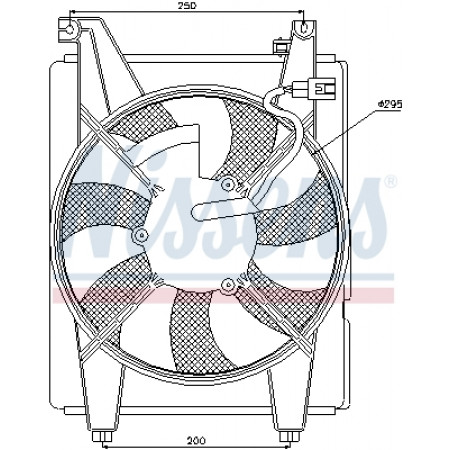 Ventilator, airconditioning Radiateurventilator met behuizing HYUNDAI SONATA IV 2.0-2.7 03.98-11.04 NISSENS NIS 85088