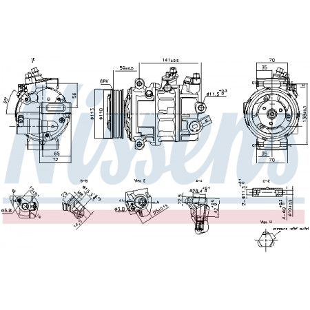 Compresor, climatizare Air-conditioning compressor  MAN TGE VW CALIFORNIA T6 CAMPER CRAFTER GRAND CALIFORNIA CAMPER MULTIVAN T6 TRANSPORTER T6 TRANSPORTER T6 / CARAVELLE T6 2.0D 04.15- NISSENS NIS 890893