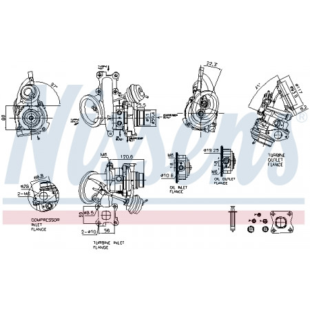 Turbocompresseur Turbocompresseur pour FORD C MAX II FIESTA VII FOCUS IV GRAND PUMA TRANSIT CONNECT V408 MINIVAN 10 10ALK 10H 0118 NISSENS 93524