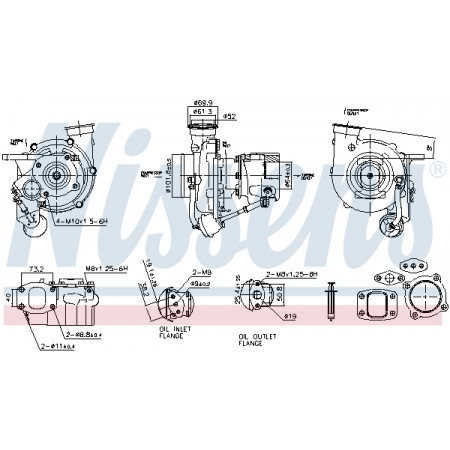 Turbocharger Turbocharger MERCEDES ACTROS ACTROS MP2 / MP3 TOURISMO O 350 TRAVEGO O 580 NEOPLAN STARLINER SETRA 400 WIRTGEN WR OM542.920-OM942.911 NISSENS NIS 93579
