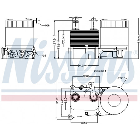 Radiador de óleo, óleo do motor Radiador de óleo com carcaça do filtro de óleo FORD TOURNEO CONNECT TRANSIT CONNECT 1.8D 06.02-12.13 NISSENS NIS 90706