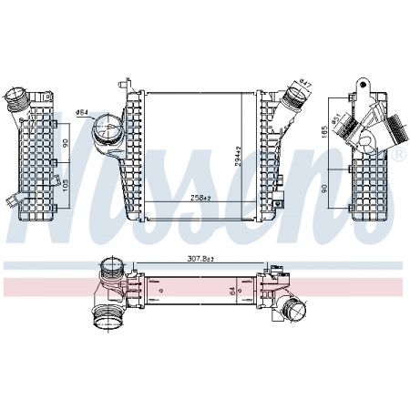 Intercooler, compressor Toevoerluchtkoeler AUDI Q7 Q8 VW TOUAREG 2.0-3.0H 06.15- NISSENS NIS 961305