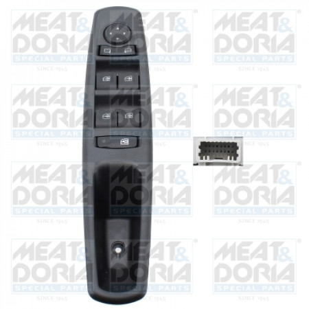 Schakelaar raamkraan Autoraammechanismeschakelaar voorzijde L RENAULT GRAND SCENIC III MEGANE III SCENIC III 1.2-2.0D 11.08- MEAT & DORIA MD26438