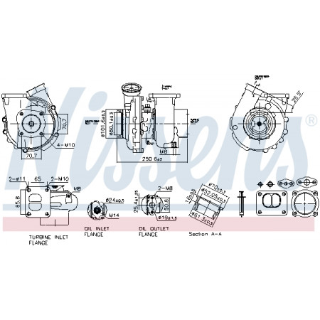 Turbocharger Turbocharger with fitting kit MERCEDES ATEGO ATEGO 2 AXOR AXOR 2 CITARO O 530 ECONIC OH TOURINO O 510 TOURO O 500 UNIMOG ZETROS OM902.913-OM926.990 01.70- NISSENS NIS 93697
