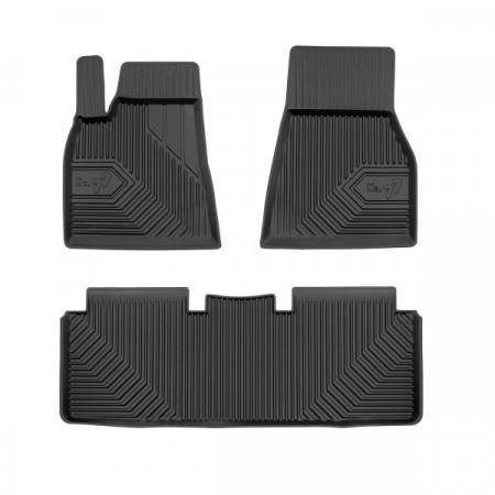 Jeu de tapis en caoutchouc Tapis de sol TPE 3 pcs conduits No. 77 ensemble avant/arrière couleur noir TESLA MODEL S 09.12- FROGUM FRG77408623