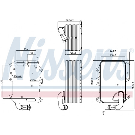 Oil cooler, engine oil Oil cooler AUDI A4 ALLROAD B8 A4 B8 A5 A6 ALLROAD C7 A6 C7 A7 A8 D4 Q5 Q7 VW TOUAREG 3.0D 11.07-09.18 NISSENS NIS 90807