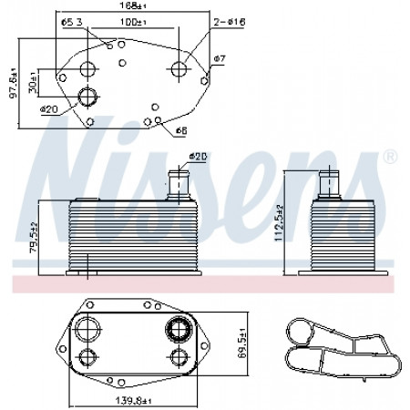 Ölkühler, Motoröl Ölkühler BMW 3 E46 5 E39 7 E38 X5 E53 2.5D/3.0D 08.98-02.05 NISSENS NIS 90786
