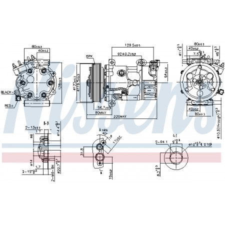 Compressor, airconditioning Aircocompressor DS DS 3 CITROEN BERLINGO BERLINGO MULTISPACE BERLINGO/MINIVAN C3 II C3 PICASSO C4 C4 GRAND PICASSO I C4 I C4 II C4 PICASSO I C5 III DS3 1.0-2.0D 08.00- NISSENS NIS 890743