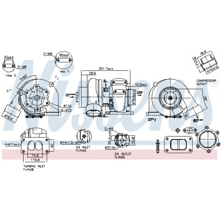 Turbocharger Turbocharger with fitting kit MERCEDES ACTROS ACTROS MP2 / MP3 OM541.920-OM541.999 04.96- NISSENS NIS 93296