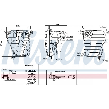 Expansietank, koeling Expansietank met plug met niveausensor JAGUAR S-TYPE II XF I XJ 01.99-04.15 NISSENS NIS 996236
