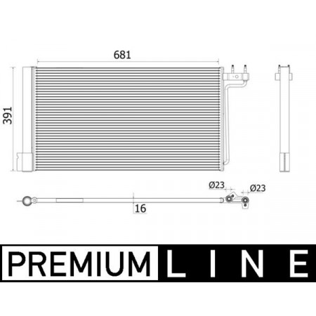 Condenser, air conditioning A/C condenser with dryer FORD C-MAX II FOCUS III GRAND C-MAX 1.6-Electric 07.10- MAHLE AC 941 000P