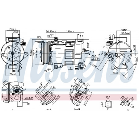 Compressore climatizzatore Compressore climatizzatore FORD B-MAX ECOSPORT FIESTA VI TOURNEO COURIER B460 TRANSIT COURIER B460 TRANSIT COURIER B460/MINIVAN 1.0 09.12- NISSENS NIS 890758