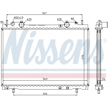 Kühler, Motorkühlung Motorkühler FIAT BRAVA BRAVO I MAREA MULTIPLA 1.4-2.0 NISSENS NIS 61672A