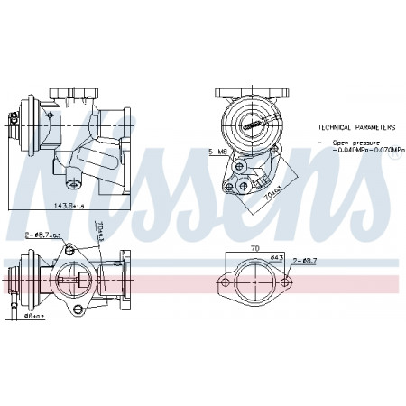 EGR valve EGR OPEL ASTRA G ASTRA G/KOMBI COMBO TOUR COMBO/MINIVAN CORSA C CORSA C/HATCHBACK 1.7D 02.98- NISSENS NIS 98476