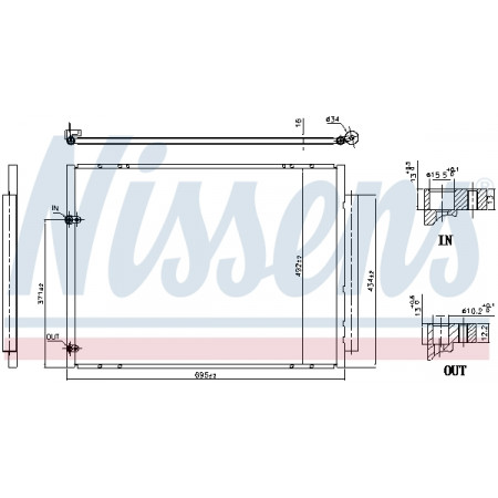 Condensator, climatizare A/C condenser with dryer TOYOTA SIENNA 3.3/3.5 12.04-12.10 NISSENS NIS 940848