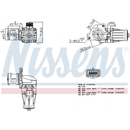 EGR valve EGR VOLVO C30 S40 II S60 II S80 II V40 V50 V60 I ​​V70 III CITROEN BERLINGO BERLINGO MULTISPACE BERLINGO/MINIVAN C3 II C3 PICASSO C4 AIRCROSS C4 CACTUS 1.4D-2.0D 08.05- NISSENS NIS 98376