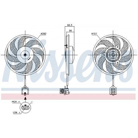 Ventilador, radiador Ventilador del radiador con carcasa NISSENS NIS 85596