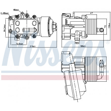 Radiador de óleo, óleo do motor Radiador de óleo com carcaça do filtro de óleo AUDI A6 C7 2.0D 03.11-09.18 NISSENS NIS 91315