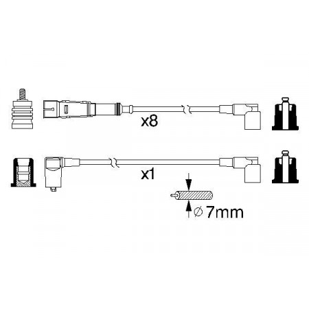 Bosch ontstekingskabelset met ontstekingskabel 420/SE/SEL PB W126 500/SE/SEL 560 SE BOSCH 0 986 356 330