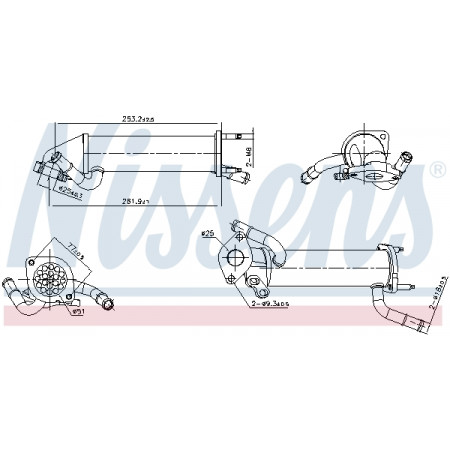 Radiator, exhaust gas recirculation Exhaust gas radiator FORD TRANSIT 2.4D 04.06-08.14 NISSENS NIS 989449