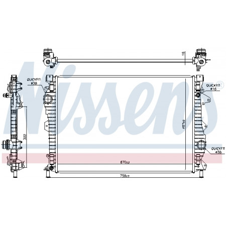Radiator, engine cooling Engine radiator LAND ROVER DISCOVERY SPORT RANGE ROVER EVOQUE 2.0/2.0D/2.0DH 12.14- NISSENS NIS 606681