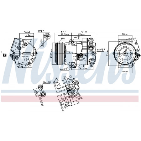 Compressor, ar condicionado Compressor de ar condicionado CHEVROLET CRUZE OPEL ASTRA J ASTRA J GTC CASCADA MERIVA B ZAFIRA C 1.3D/1.6/1.7D 09.09- NISSENS NIS 890259