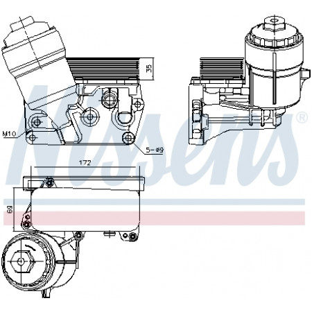 Enfriador de aceite, aceite de motor Enfriador de aceite con junta VW CALIFORNIA T5 CAMPER MULTIVAN T5 TOUAREG TRANSPORTER T5 2.5D 01.03-05.10 NISSENS NIS 91310