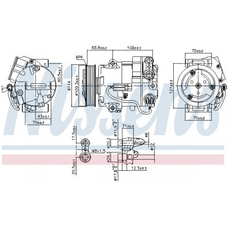 Compressor, air conditioning Air-conditioning compressor OPEL ASTRA J ASTRA J GTC MERIVA B 1.3D/1.7D 09.09-10.20 NISSENS NIS 890058