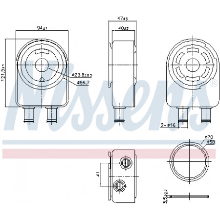 Radiateur d'huile, huile moteur Radiateur d'huile HYUNDAI SANTA FE IV KIA OPTIMA 2.0/2.4 09.15-07.20 NISSENS NIS 91451